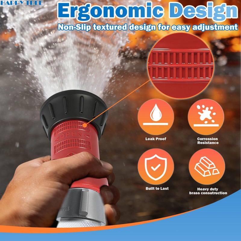 Happy Tree 1-1/2" NST/NH Fire Hose Nozzle Spray Polycarbonate Jet Fog Industrial Fireman 1.5" Nozzle 75 gpm Fire Equipment FHSN02 - Image 5